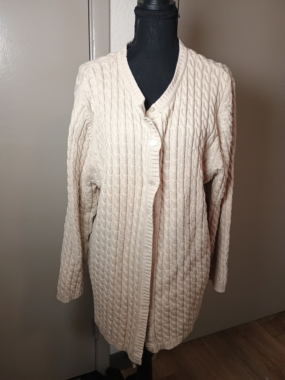 Cherokee Cable Knit Cardigan Cream 3X Like New